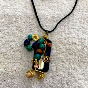 Handcrafted stone and bead pendant necklace
